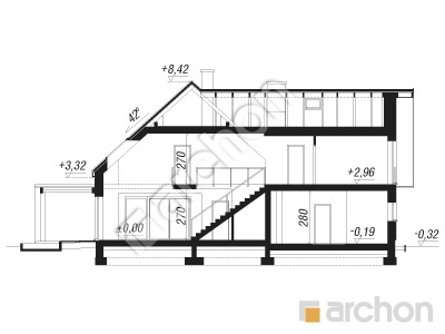 gotowy projekt Dom w amorfach 2 (G2A) przekroj budynku