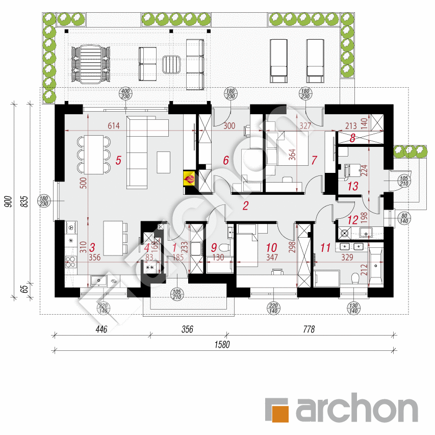 gotowy projekt Dom w leszczynowcach 15 rzut parteru