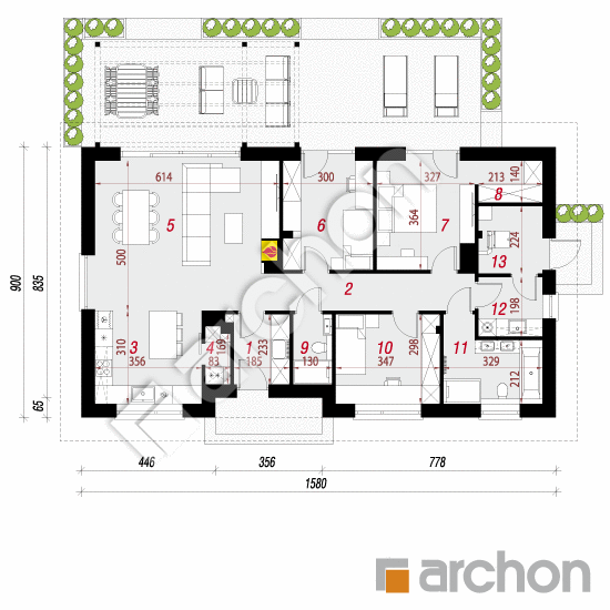 gotowy projekt Dom w leszczynowcach 15 rzut parteru