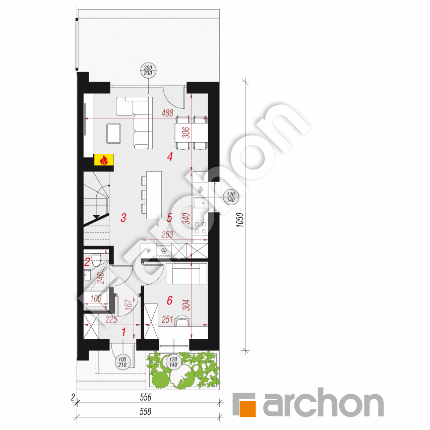 gotowy projekt Dom w riveach 18 (B) rzut parteru
