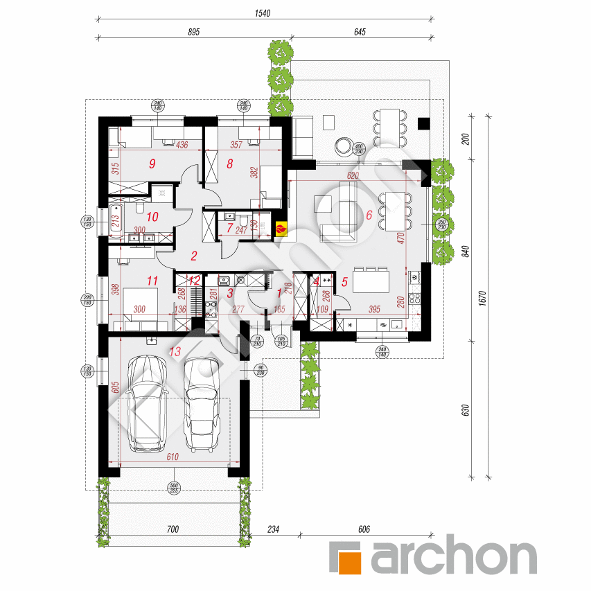 gotowy projekt Dom w kanzanach 3 (G2E) rzut parteru