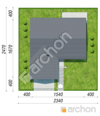 gotowy projekt Dom w kanzanach 3 (G2E) sytuacja