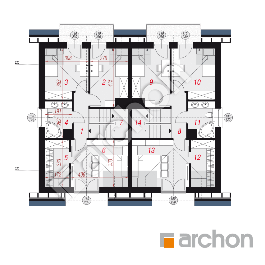 gotowy projekt Dom w klementynkach 2 (R2) rzut poddasza