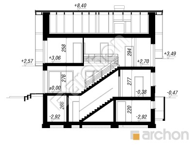 gotowy projekt Dom w pięknotkach 2 (P) przekroj budynku