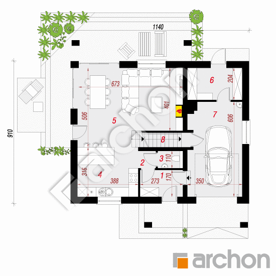 gotowy projekt Dom w pięknotkach 2 (P) rzut parteru