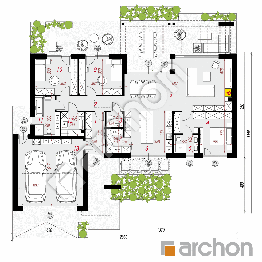 gotowy projekt Dom w apteniach (G2E) rzut parteru