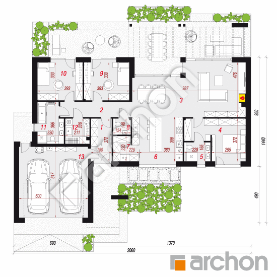 gotowy projekt Dom w apteniach (G2E) rzut parteru