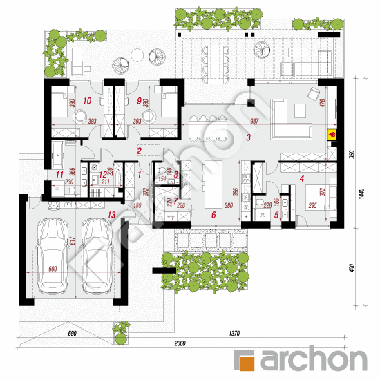 gotowy projekt Dom w apteniach (G2E) rzut parteru