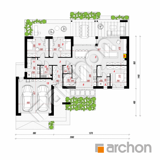 gotowy projekt Dom w apteniach (G2E) rzut parteru