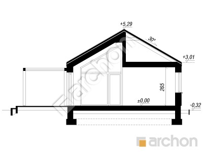 gotowy projekt Dom w kosaćcach 55 (E) przekroj budynku