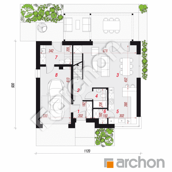 gotowy projekt Dom we frezjach 2 (G) rzut parteru