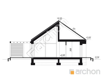 gotowy projekt Dom w kosaćcach 29 (E) przekroj budynku