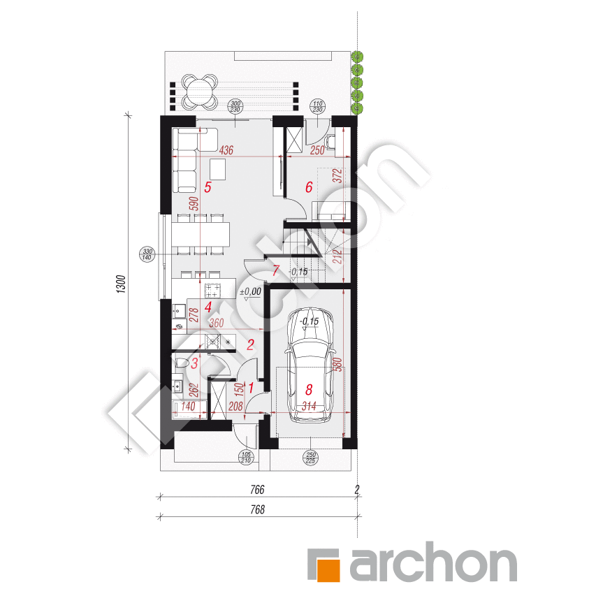gotowy projekt Dom w kupidynkach (GB) rzut parteru
