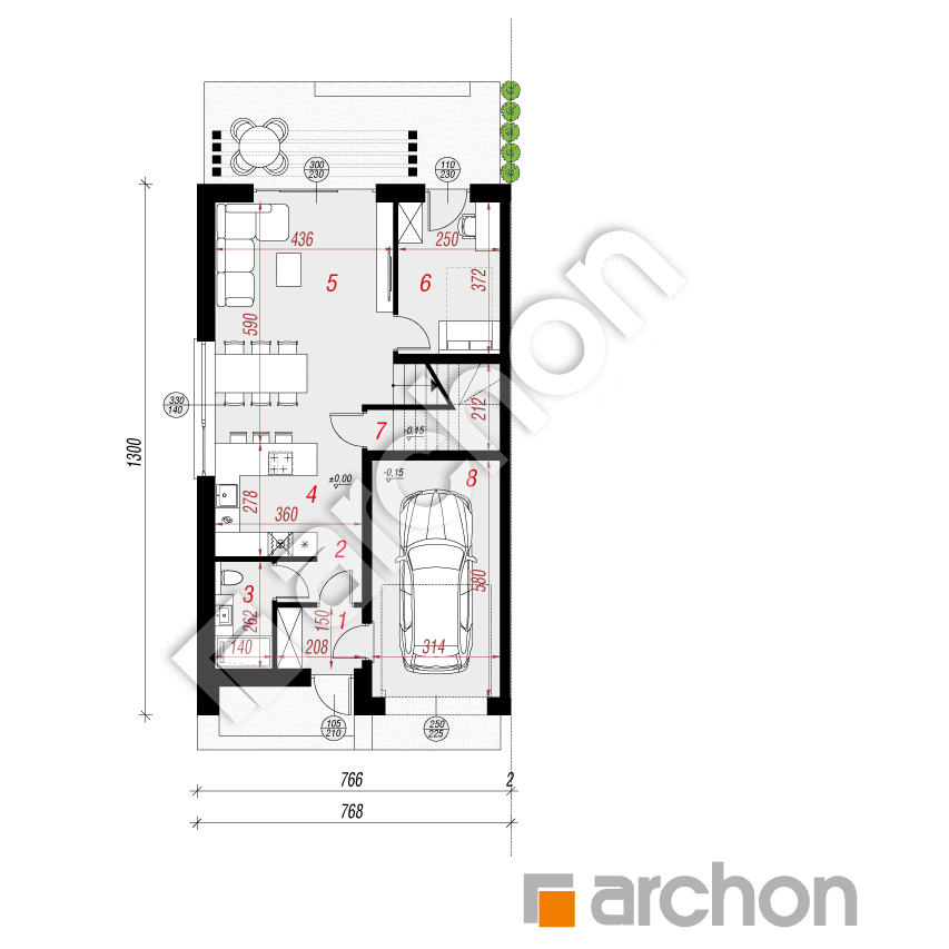 gotowy projekt Dom w kupidynkach (GB) rzut parteru