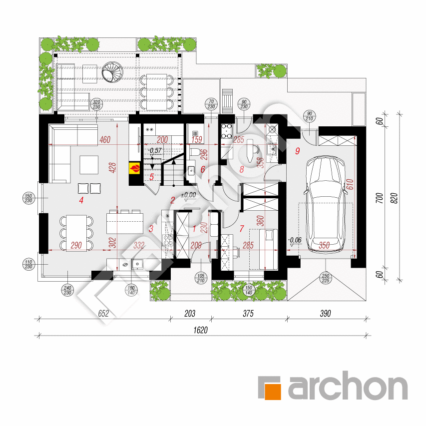 gotowy projekt Dom w wisteriach 20 (GE) rzut parteru