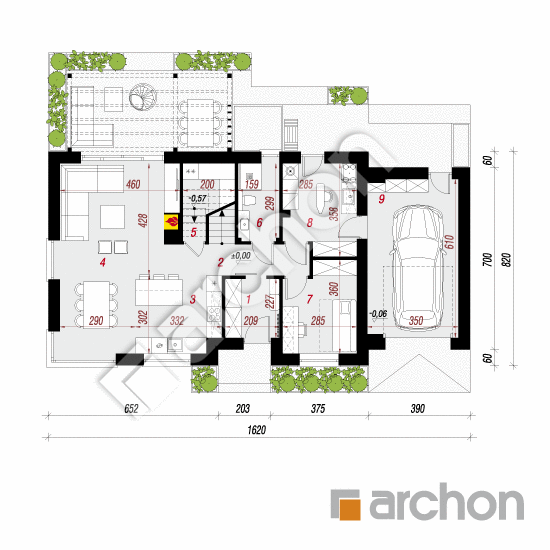 gotowy projekt Dom w wisteriach 20 (GE) rzut parteru