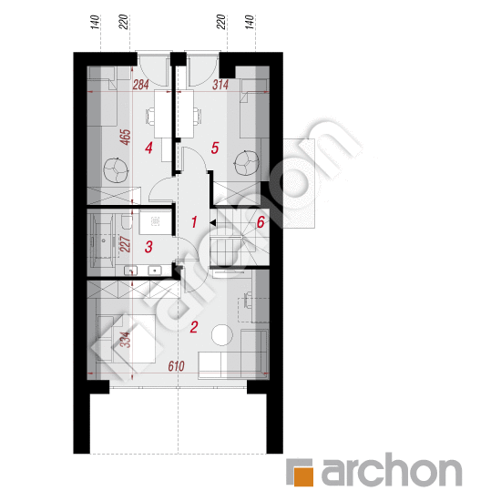 gotowy projekt Dom w ostojach 2 (E) rzut poddasza