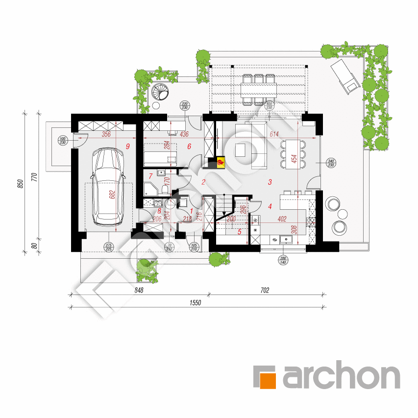 gotowy projekt Dom w malinówkach 14 (GN) rzut parteru