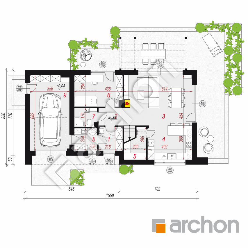 gotowy projekt Dom w malinówkach 14 (GN) rzut parteru