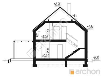 gotowy projekt Dom w malinówkach 14 (GN) przekroj budynku