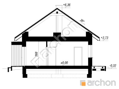 gotowy projekt Dom w kosaćcach 54 (E) przekroj budynku