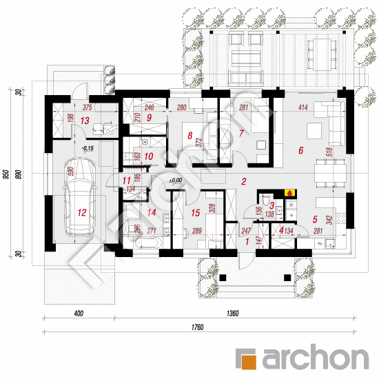 gotowy projekt Dom w leszczynowcach 6 (G) rzut parteru