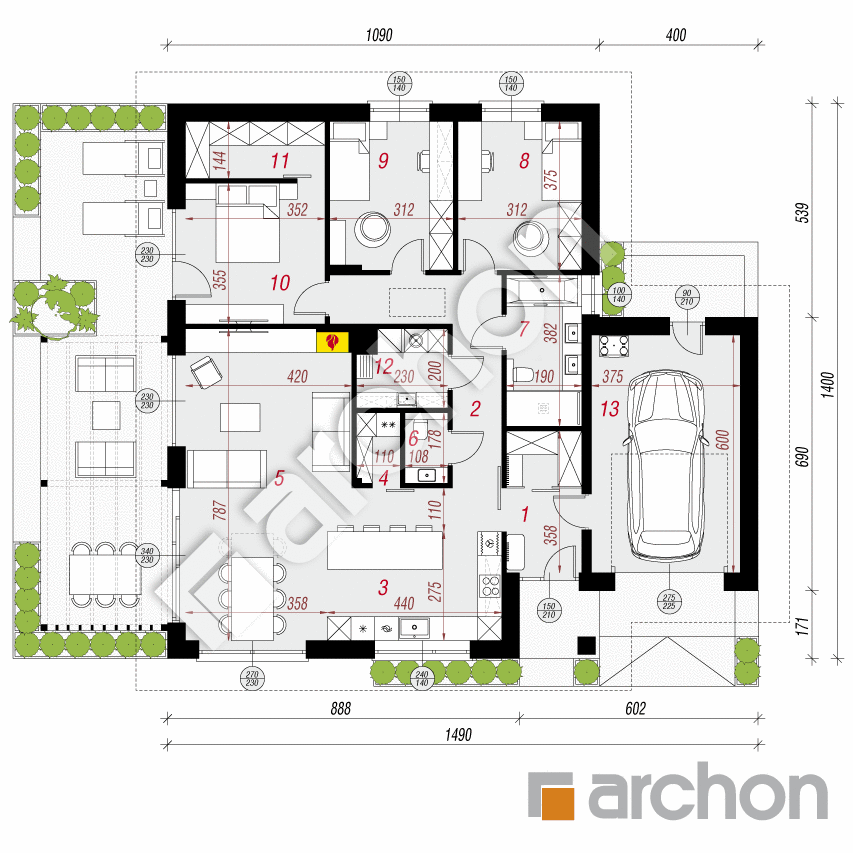gotowy projekt Dom w droserach (GE) rzut parteru