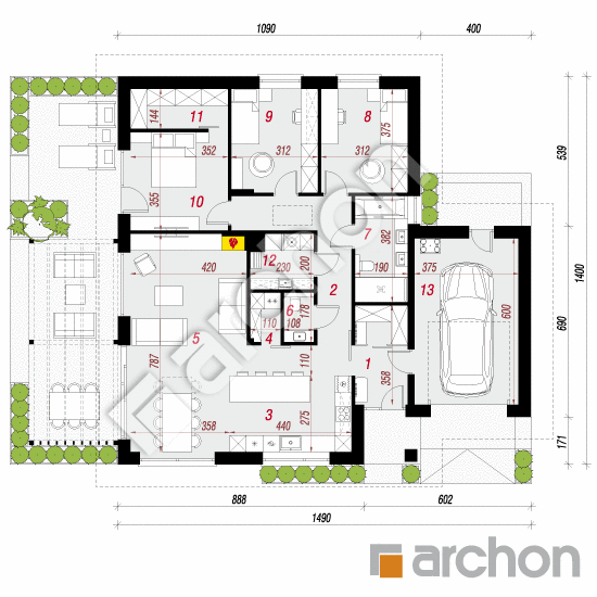gotowy projekt Dom w droserach (GE) rzut parteru