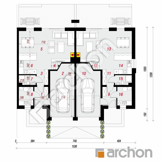 gotowy projekt Dom w klematisach 27 (R2B) rzut parteru