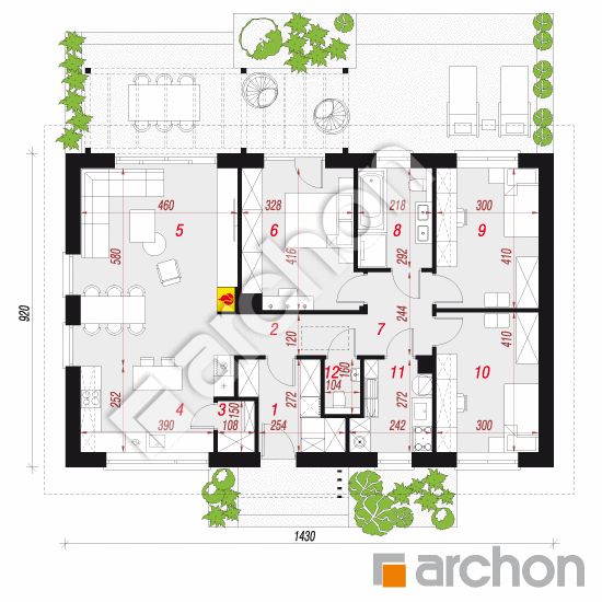 gotowy projekt Dom w kruszczykach 20 (AE) rzut parteru