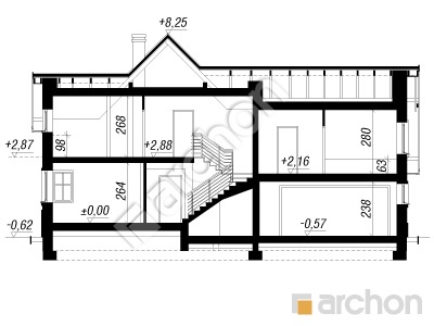 gotowy projekt Dom w morelach 2 (G2) przekroj budynku