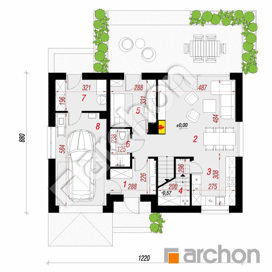 gotowy projekt Dom w malinówkach 23 (GA) rzut parteru