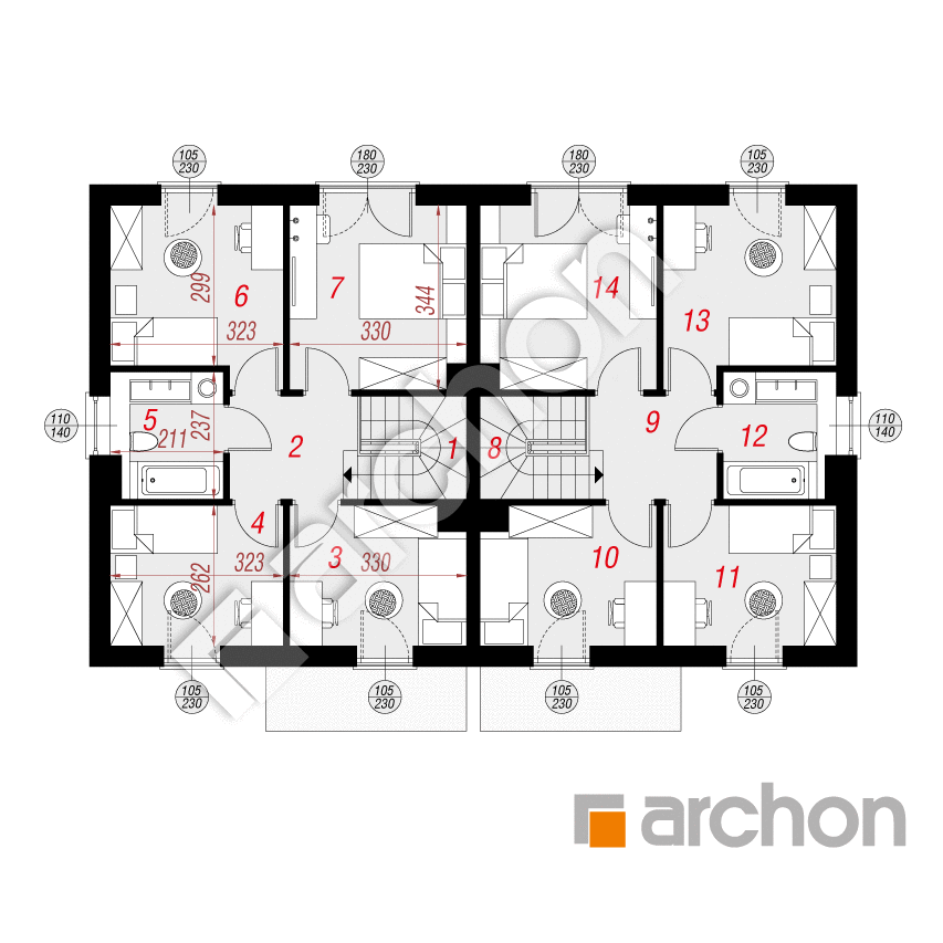 gotowy projekt Dom w arkadiach 4 (R2) rzut piętra