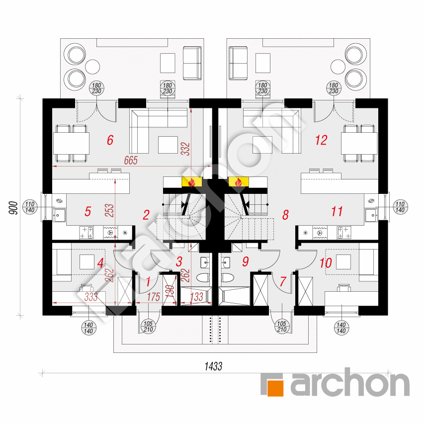 gotowy projekt Dom w arkadiach 4 (R2) rzut parteru