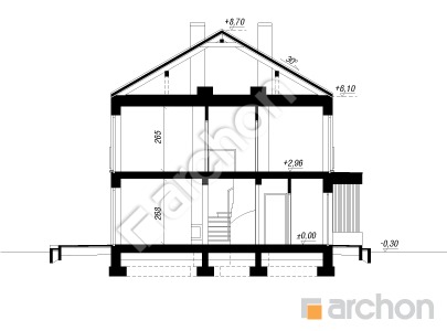 gotowy projekt Dom w arkadiach 4 (R2) przekroj budynku