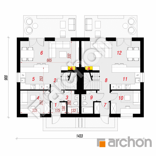 gotowy projekt Dom w arkadiach 4 (R2) rzut parteru