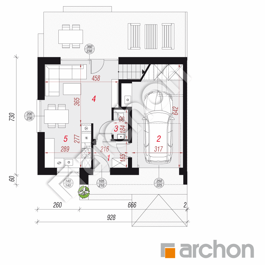 gotowy projekt Dom w bukszpanach 2 (GB) rzut parteru