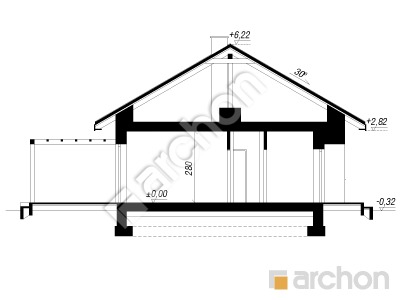gotowy projekt Dom w modrzewiach 10 (E) przekroj budynku
