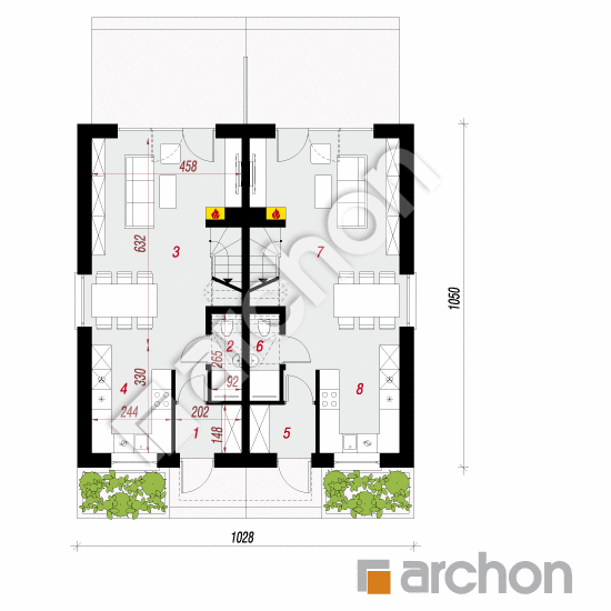 gotowy projekt Dom w riveach 4 (R2) rzut parteru