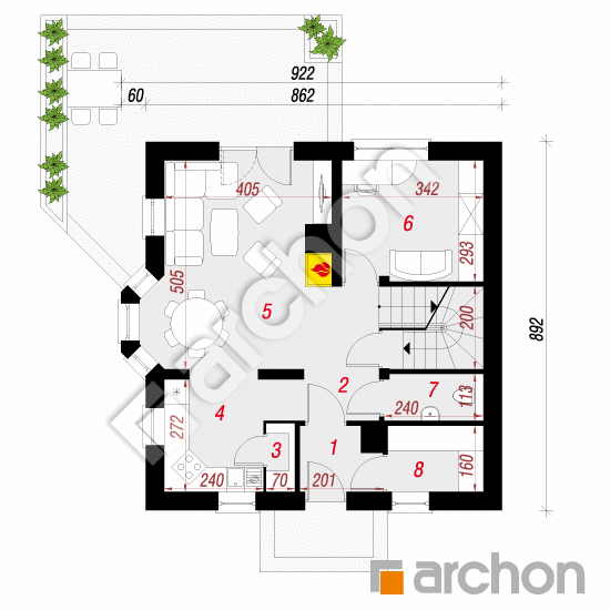 gotowy projekt Dom w rododendronach (P) rzut parteru