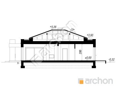 gotowy projekt Dom w renklodach 36 (G2) przekroj budynku