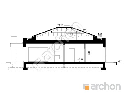 gotowy projekt Dom w renklodach 36 (G2) przekroj budynku
