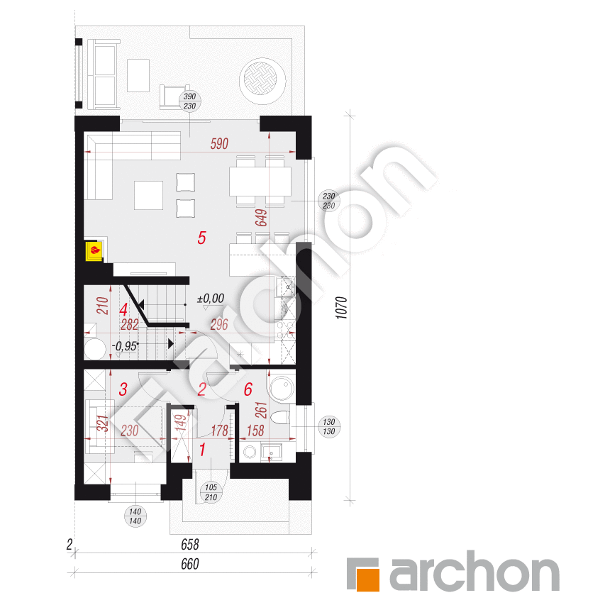 gotowy projekt Dom w klementynkach 2 (B) rzut parteru