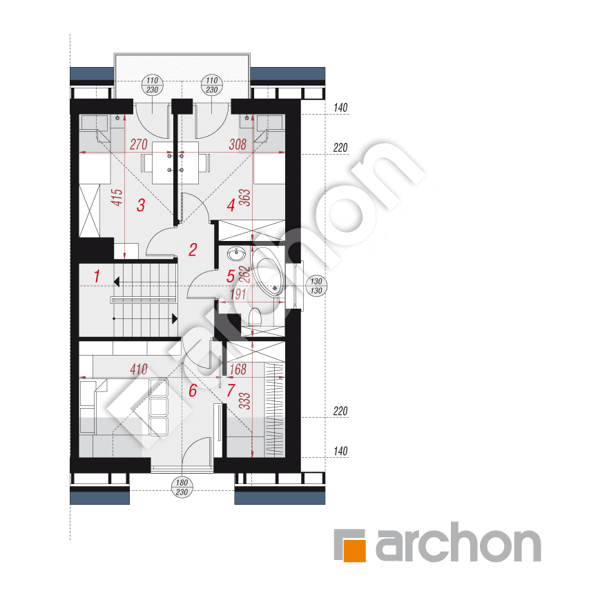 gotowy projekt Dom w klementynkach 2 (B) rzut poddasza