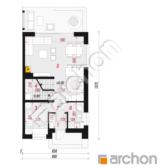 gotowy projekt Dom w klementynkach 2 (B) rzut parteru