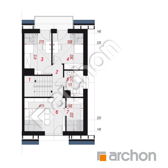 gotowy projekt Dom w klementynkach 2 (B) rzut poddasza
