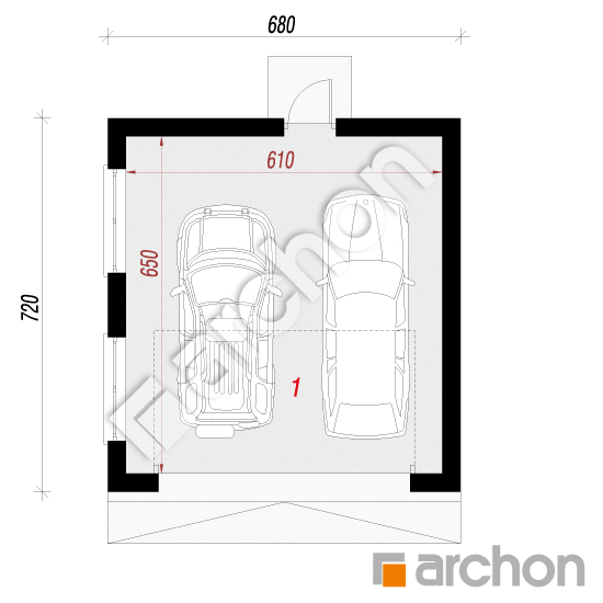 gotowy projekt Garaż 2-stanowiskowy G21 rzut parteru