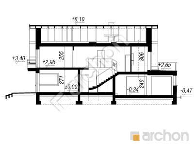 gotowy projekt Dom w idaredach 6 (G2) przekroj budynku