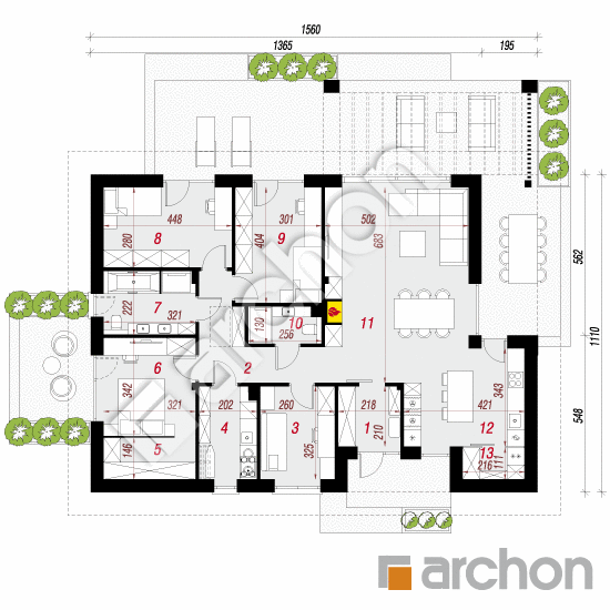 gotowy projekt Dom w perowskiach 2 (E) rzut parteru