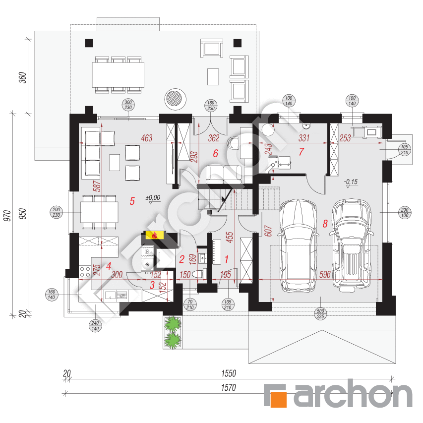 gotowy projekt Dom w goździkowcach 4 (G2) rzut parteru